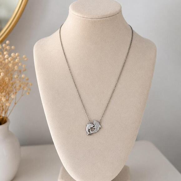 Other Jewelry - Silver Dolphin Pendant Necklace Women Crystal Minimalist Ocean Jewelry